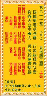 觀音靈簽第81簽，觀音靈簽第八十一簽解簽全解